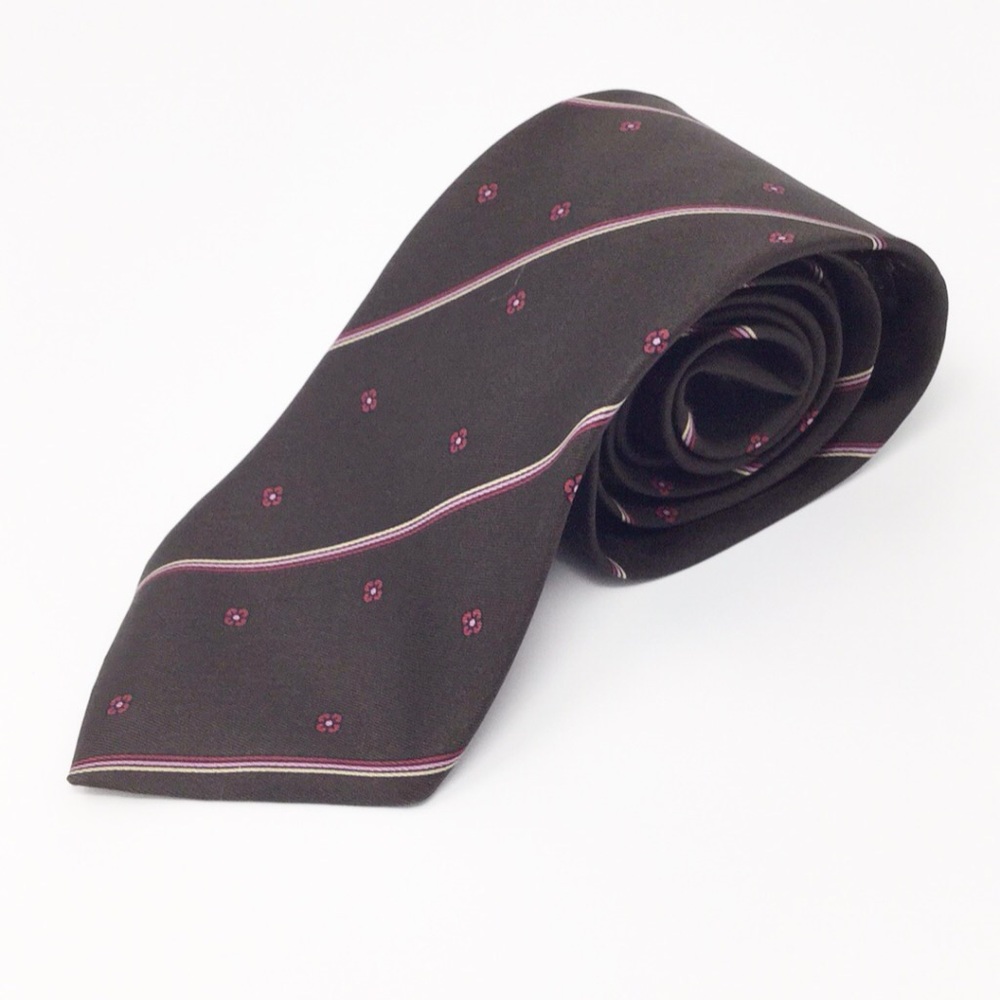 Calvin Klein Italian Silk Necktie Brown Vintage